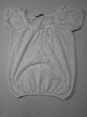 Smart Set White Lace Puff-Sleeve Peasant Blouse